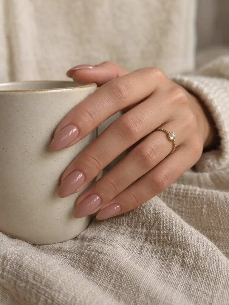 Nude-mauve gel manicure